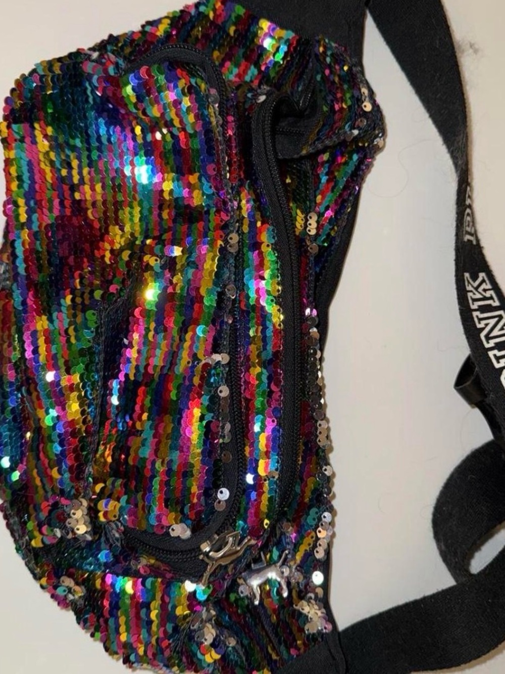 PINK Victoria's Secret Multicolor Sequin Crossbody Fanny Pack